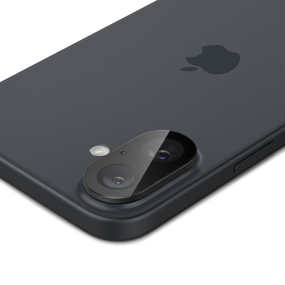 Pellicola Protettiva Posteriore per Fotocamera Spigen GlastR Optik per Apple iPhone 16 Plus / 16, Vetro Temperato, Set 2 pezzi, Nero AGL07922