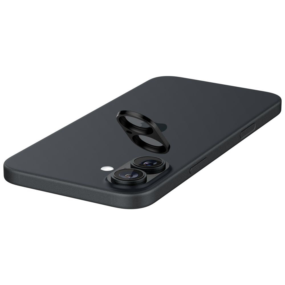 Pellicola Protettiva Posteriore per Fotocamera Spigen GlastR Optik per Apple iPhone 16 Plus / 16, Vetro Temperato, Set 2 pezzi, Nero AGL07922