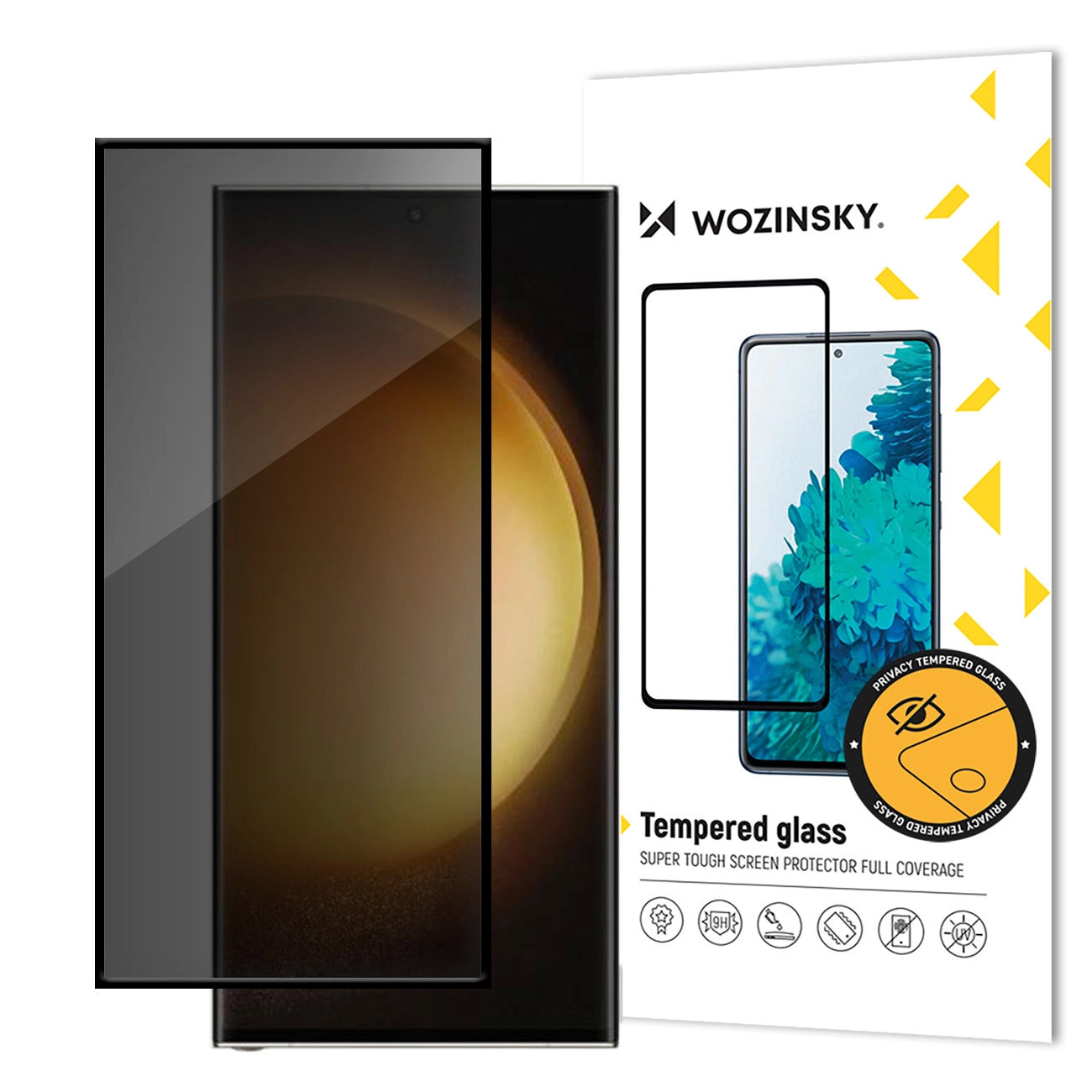 WZK AntiSpy Privacy Screen Protector per Samsung Galaxy S24 Ultra S928, vetro protettivo, colla totale