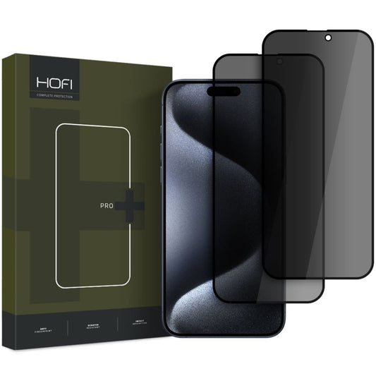 Protezione dello schermo per la privacy HOFI Glass PRO+ per Apple iPhone 16 Pro, schermo protettivo, colla completa, set 2 pezzi, 2,5D