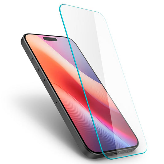 Pellicola Protettiva Schermo Spigen GlastrR Slim HD per Apple iPhone 16 / 15, Vetro Temperato, Full Glue, 2.5D AGL06910