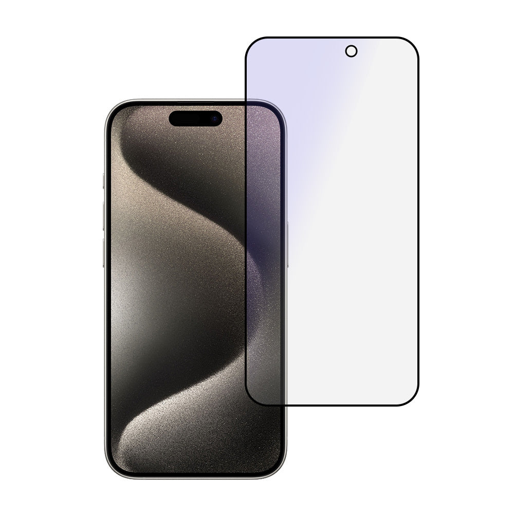 OEM Anti Blue Light OEM Screen Protector for Apple iPhone 16 Plus, Shielded Glass, Full Glue, Black