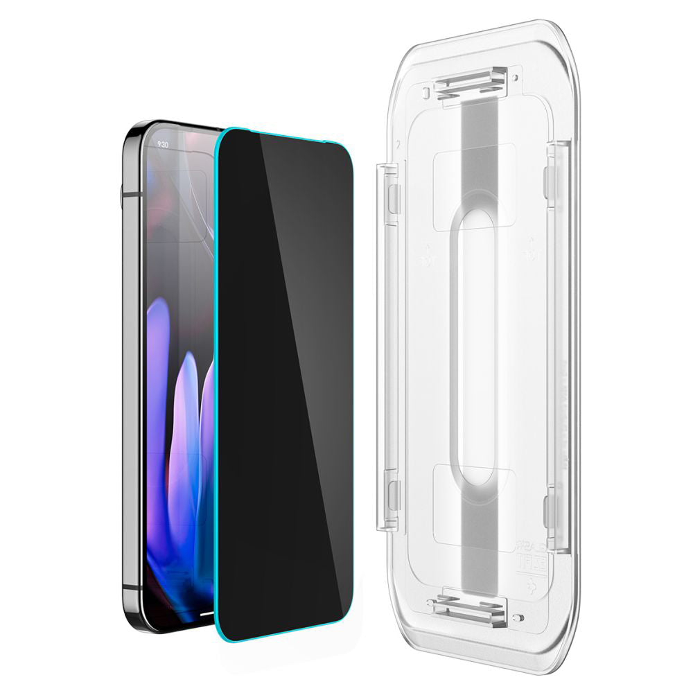 Pellicola protettiva per schermo Privacy Spigen GlastR EZ FIT per Google Pixel 9 / 9 Pro, Vetro temperato, Full Glue, Set 2 pezzi