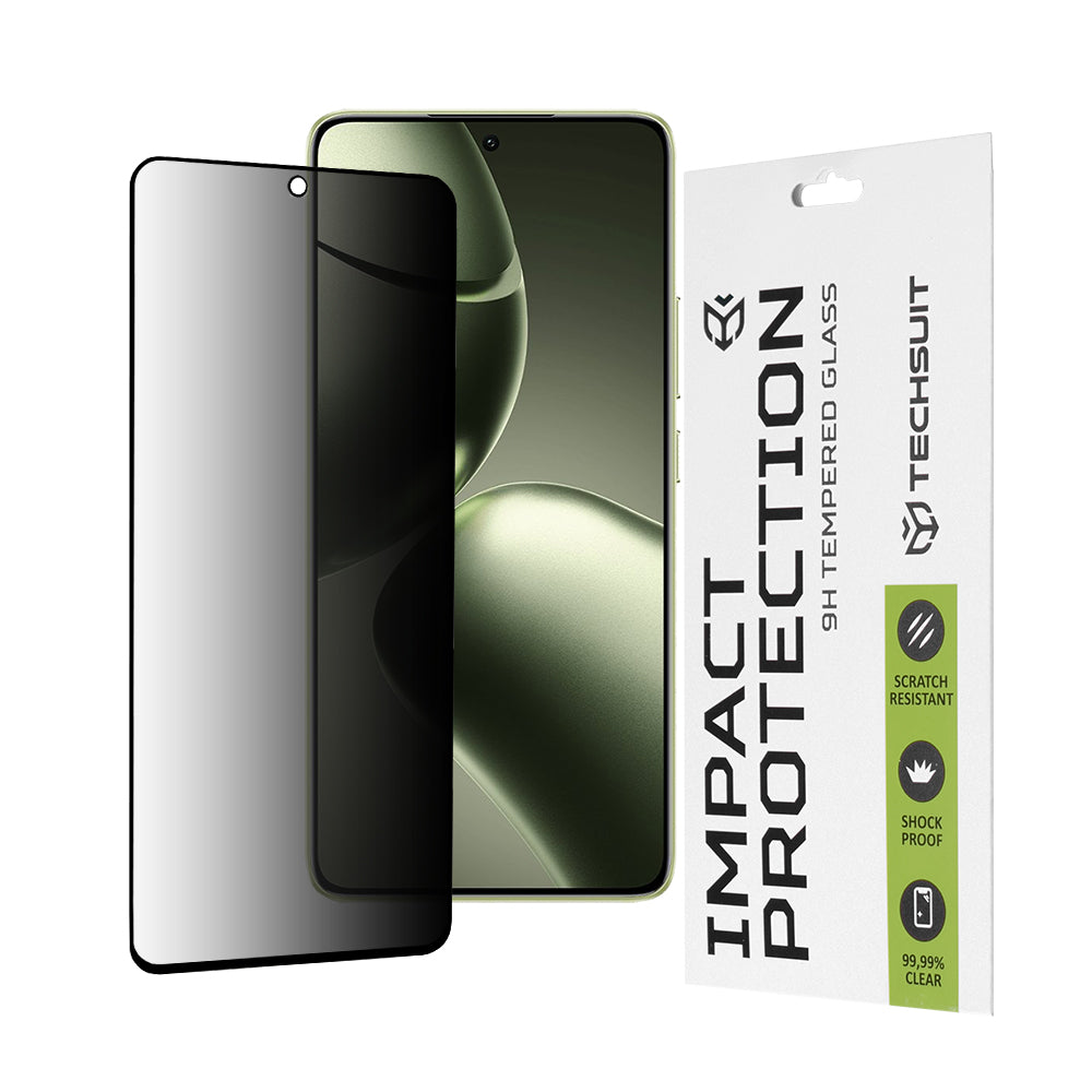 Pellicola protettiva per schermo Privacy Techsuit per Xiaomi 14T Pro / 14T, Vetro temperato, Full Glue, 111D