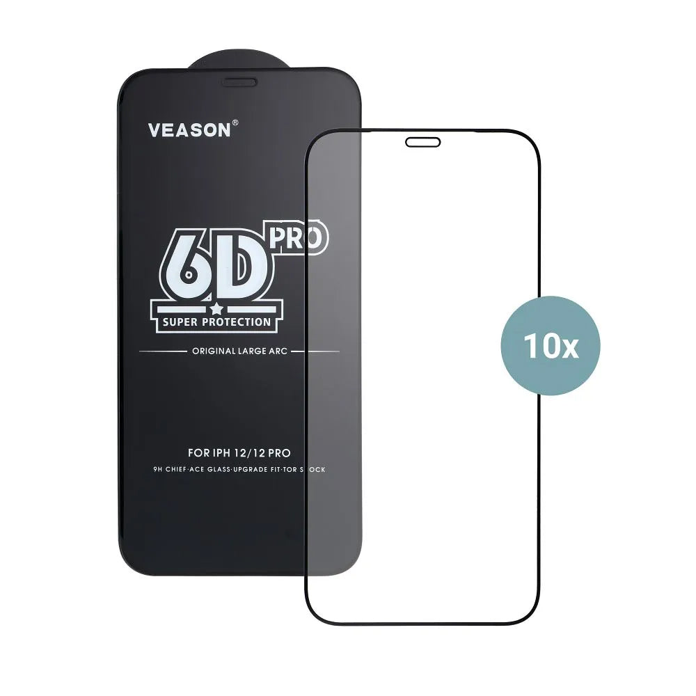 Pellicola protettiva per schermo Veason PRO per Apple iPhone 17 Pro Max, Vetro temperato, Full Glue, Set da 10 pezzi, 6D, Nero