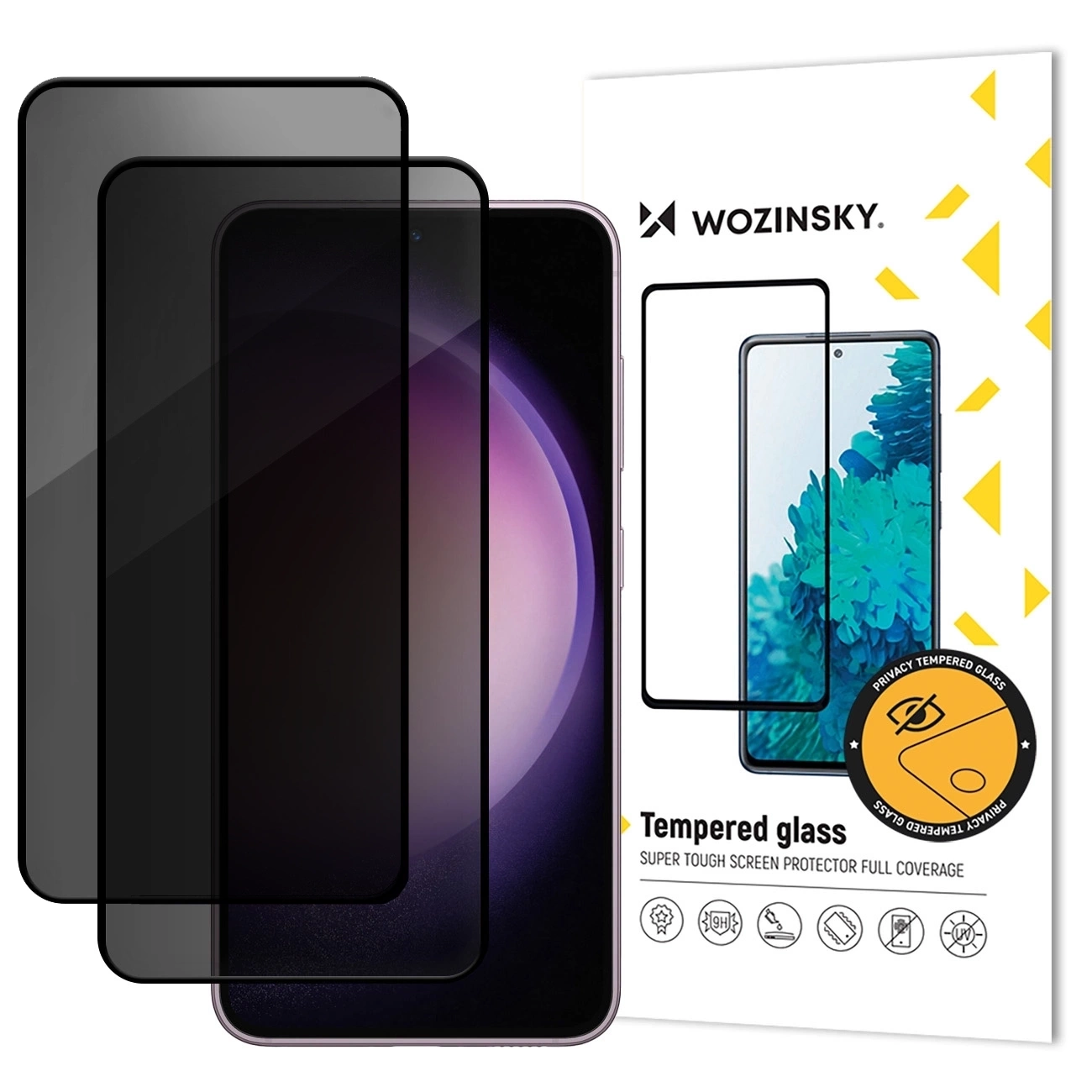 Pellicola protettiva per schermo Privacy WZK AntiSpy per Samsung Galaxy A17 4G / A17 5G, Vetro temperato, Full Glue, Set 2 pezzi