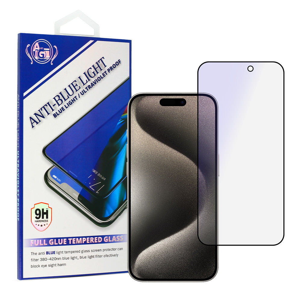 OEM Anti Blue Light OEM Screen Protector for Apple iPhone 16 Plus, Shielded Glass, Full Glue, Black