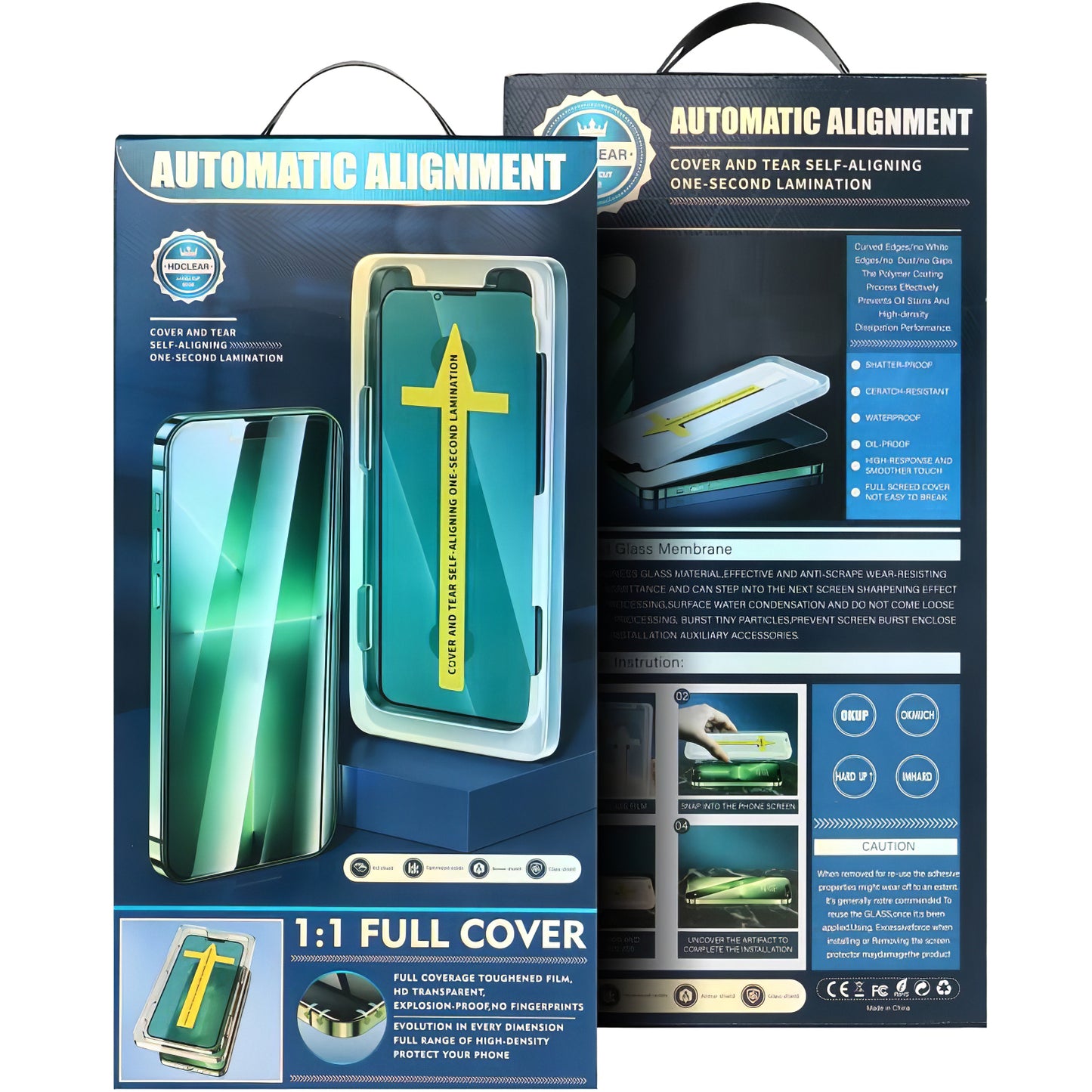 Proteggi schermo OEM ad allineamento automatico per Apple iPhone 16 Pro, vetro schermato, colla completa, 5D, nero