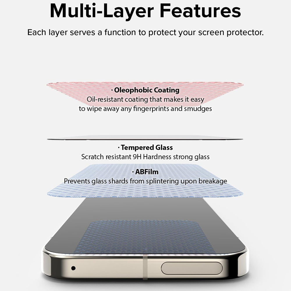 Ringke Easy Slide Screen Protector per Google Pixel 9 / 9 Pro, protezione in vetro, colla completa, set 2 pezzi