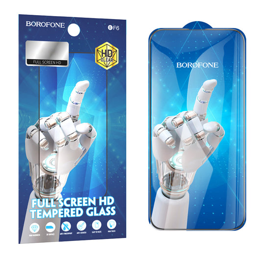 Pellicola protettiva Borofone BF6 Diamond Armor per Apple iPhone 16 Pro, protezione in vetro, colla completa, set di 10 pezzi, nero