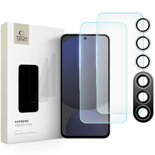 Tech-Protect Supreme Pellicola protettiva per schermo posteriore e fotocamera per Samsung Galaxy S24 FE S721, vetro protetto, colla completa, 2.5D