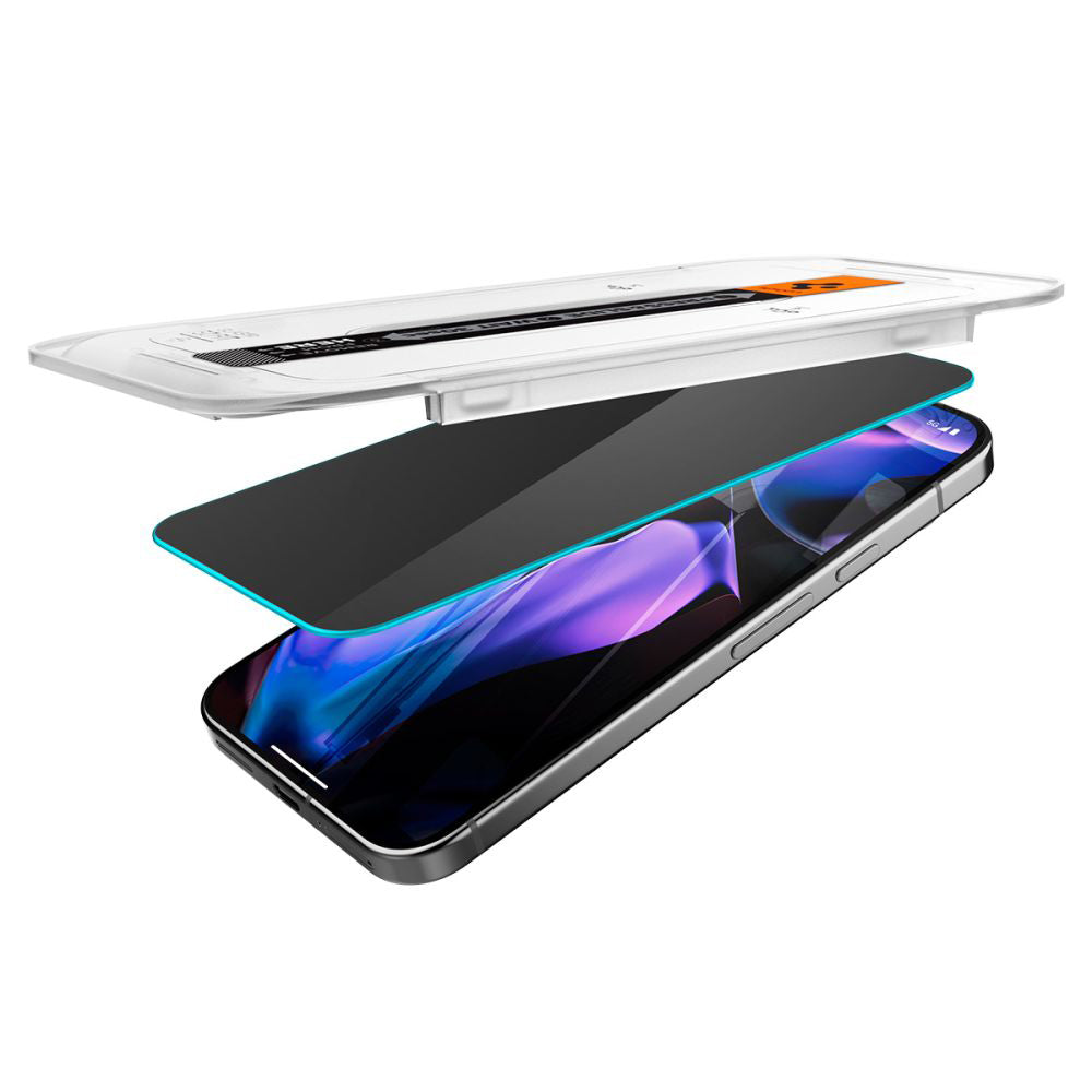 Pellicola protettiva per schermo Privacy Spigen GlastR EZ FIT per Google Pixel 9 Pro XL, Vetro temperato, Full Glue, Set 2 pezzi AGL09313