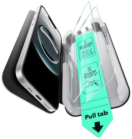 Pellicola protettiva schermo ESR Ultrafit per Apple iPhone 17e / 16e / 14 / 13 Pro, Vetro Temperato, Full Glue, Set 2 pezzi