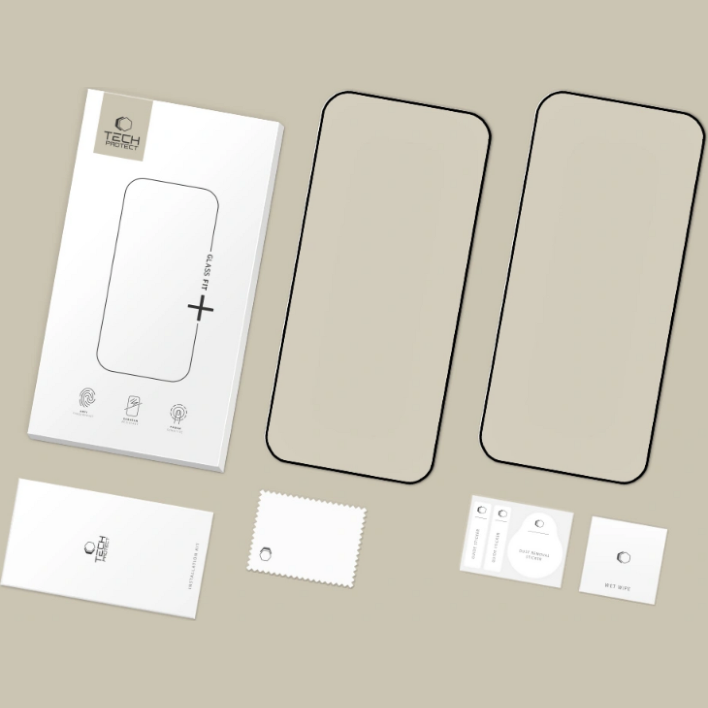 Pellicola protettiva per schermo Tech-Protect FIT+ per Xiaomi Poco F8 Pro, Vetro Temperato, Full Glue, Set 2 pezzi, 2.5D, Nera
