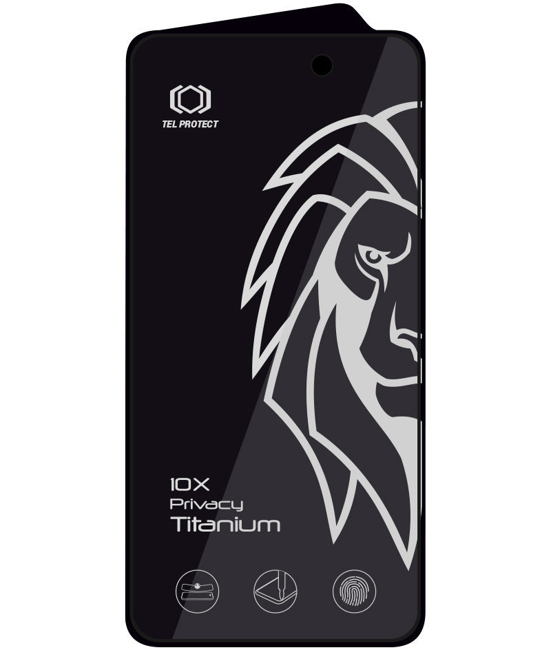 Pellicola protettiva Privacy Tel Protect 10X Plus Titanium per Apple iPhone 17 Pro, Vetro temperato, Full Glue