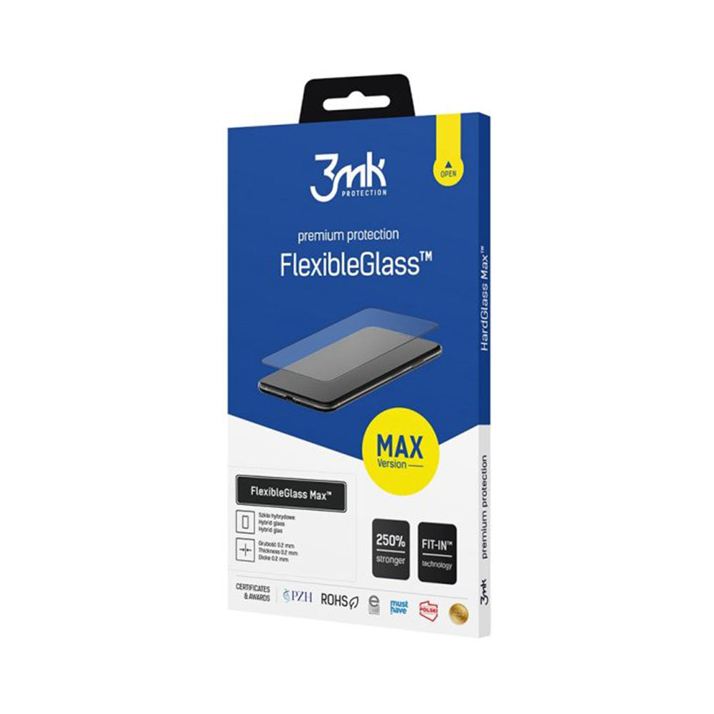 Pellicola protettiva per schermo 3MK FlexibleGlass Max per Apple iPhone 16 Pro, Vetro Flessibile, Full Glue, Nero
