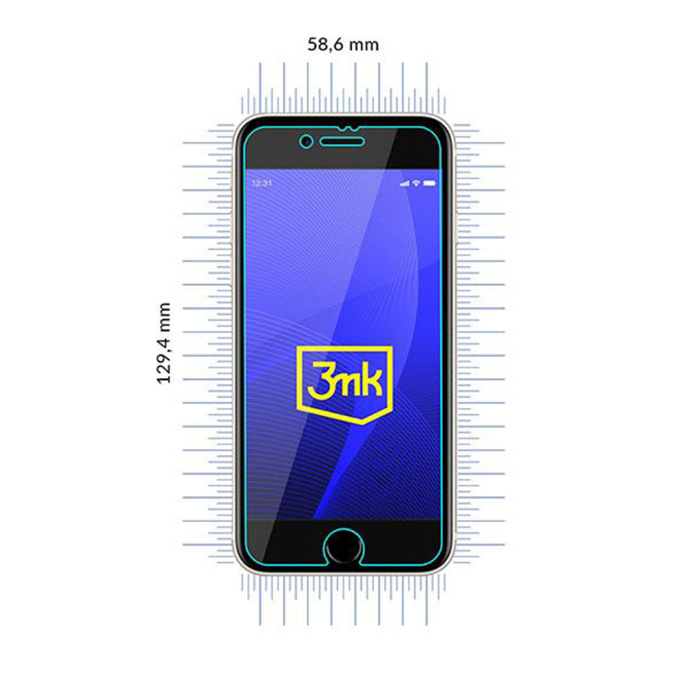 Pellicola protettiva per schermo 3MK FlexibleGlass per Apple iPhone SE (2022) / SE (2020) / 8 / 7, Vetro Flessibile, Full Glue