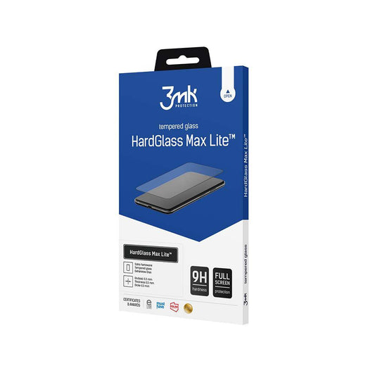 Pellicola protettiva per schermo 3MK HardGlass Max Lite per Xiaomi Redmi Note 14 Pro 4G / Note 14 Pro+ 5G, Vetro temperato, Full Glue, Nero