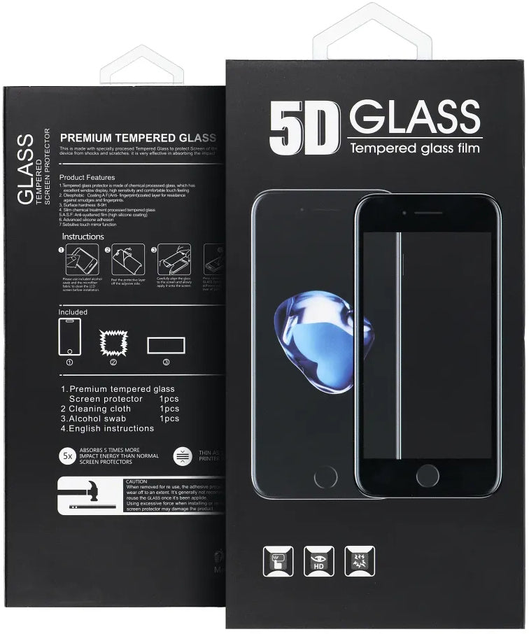 Pellicola protettiva per schermo OEM per Motorola Edge 60 Fusion / Edge 60, Vetro temperato, Full Glue, 5D, Nero