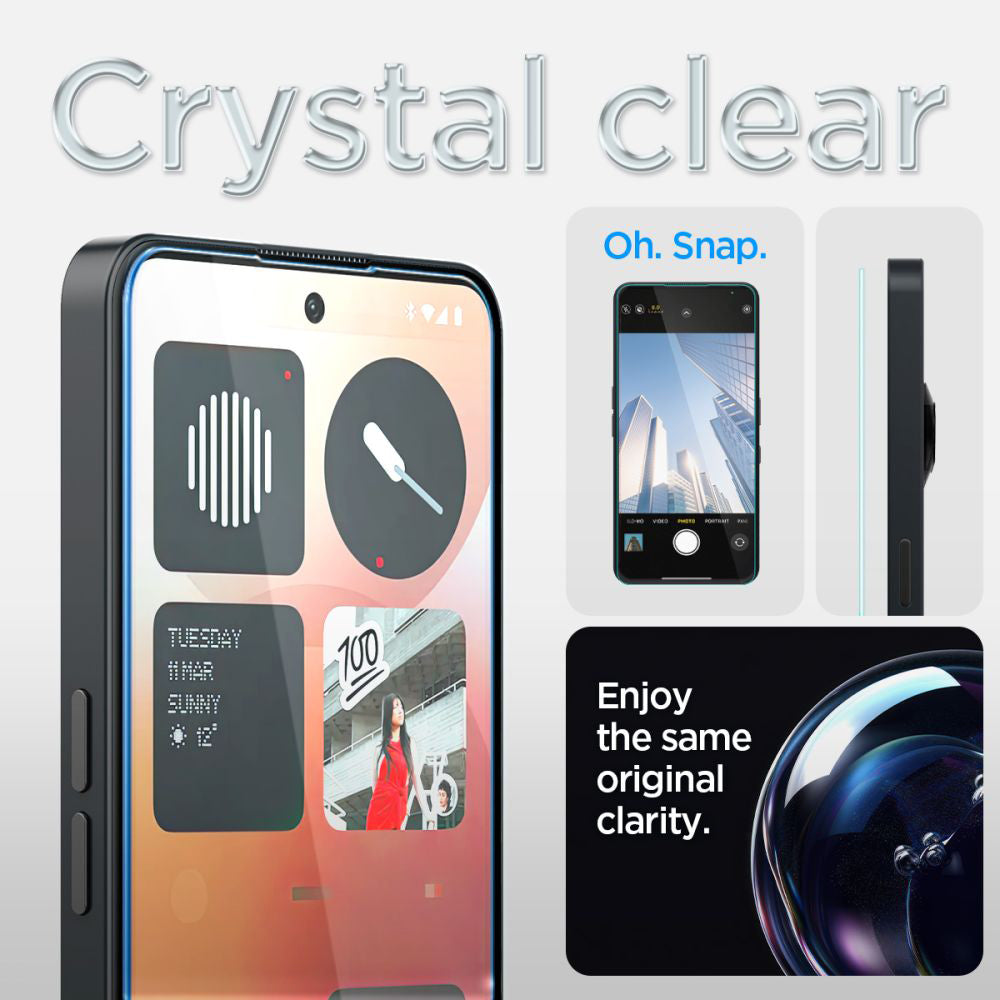 Pellicola Protettiva Schermo Clear Spigen GlastR EZ FIT per Nothing Phone (3a) / Phone (3a) Pro, Vetro Temperato, Full Glue AGL09429