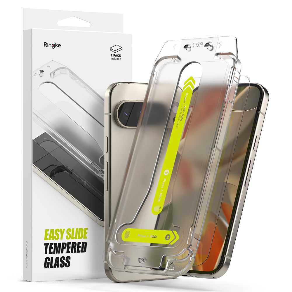 Pellicola protettiva Schermo Ringke Easy Slide per Google Pixel 9 Pro XL, Vetro Temperato, Full Glue, Set 2 pezzi