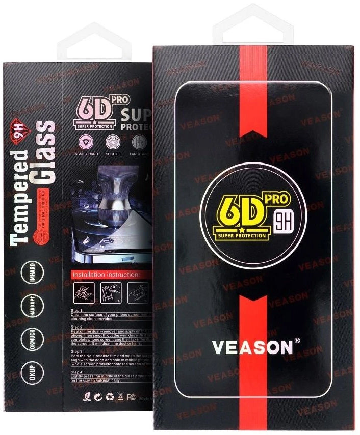 Pellicola protettiva per schermo Veason PRO per Motorola Moto E32s / E22s / E32 / G22, Vetro temperato, Full Glue, 6D, Nero