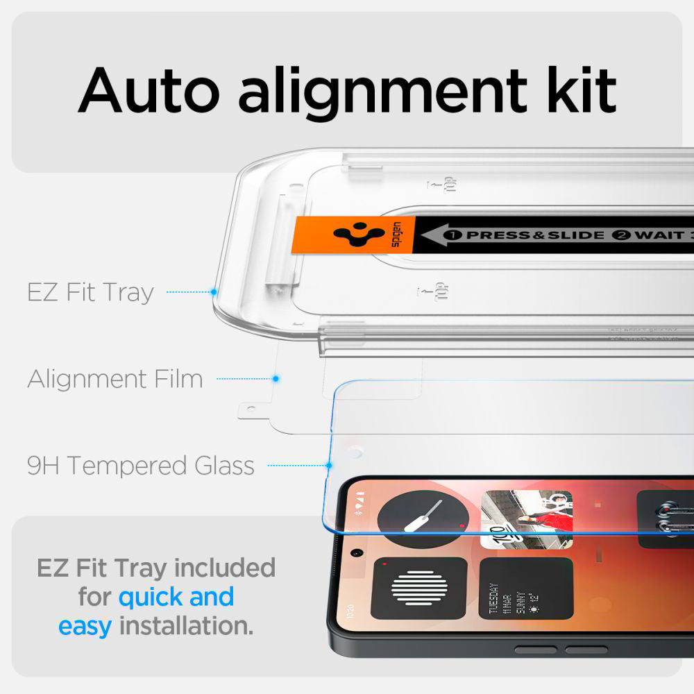 Pellicola Protettiva Schermo Clear Spigen GlastR EZ FIT per Nothing Phone (3a) / Phone (3a) Pro, Vetro Temperato, Full Glue AGL09429