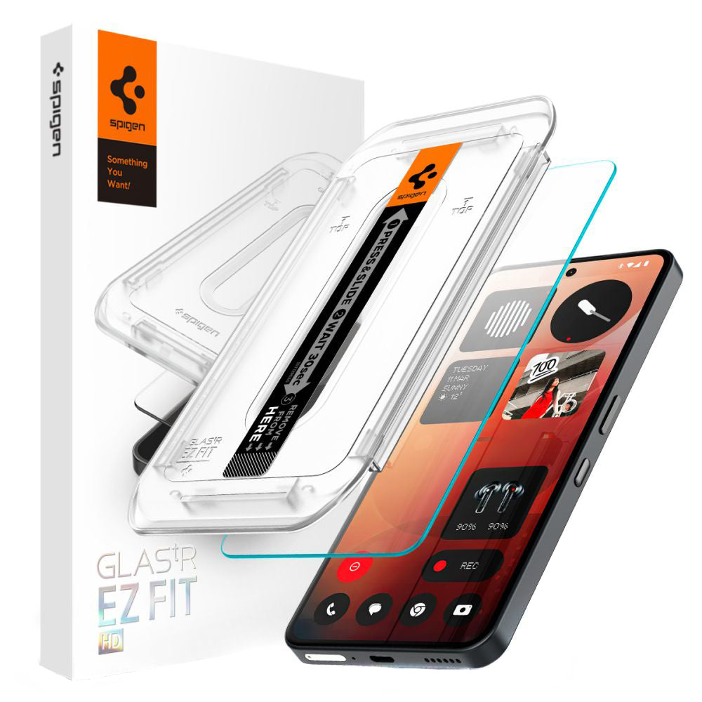 Pellicola Protettiva Schermo Clear Spigen GlastR EZ FIT per Nothing Phone (3a) / Phone (3a) Pro, Vetro Temperato, Full Glue AGL09429