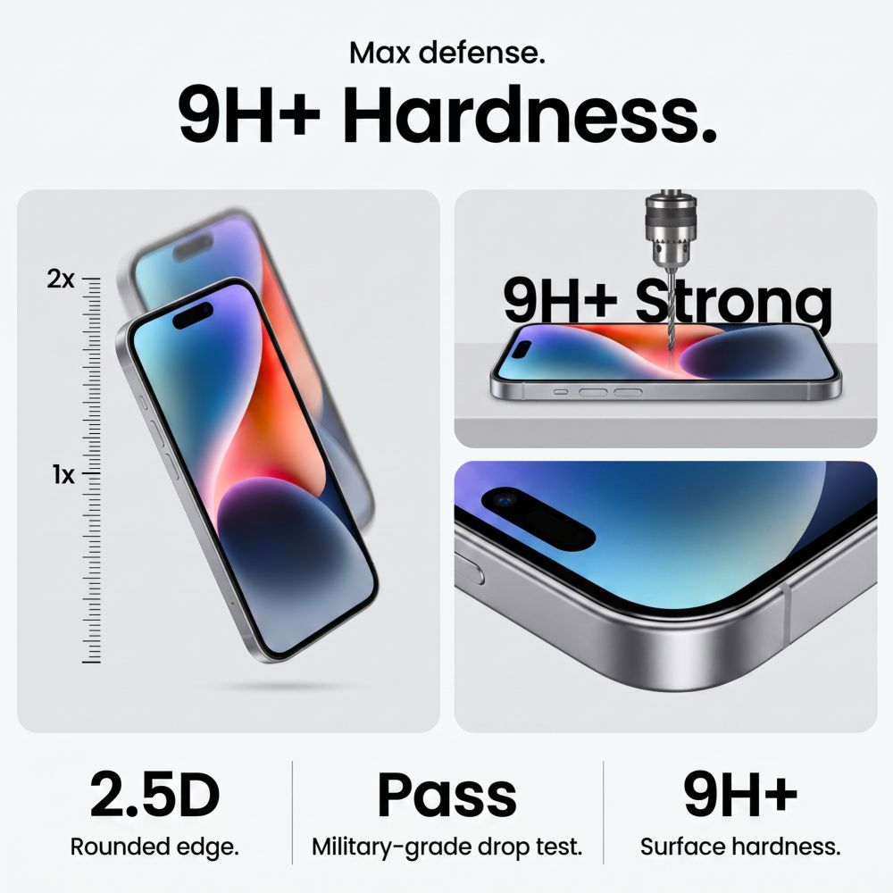Pellicola protettiva per schermo Tech-Protect OneTouch per Apple iPhone 18 Pro / 17 Pro, Vetro temperato, Full Glue, Set 2 pezzi, Trasparente
