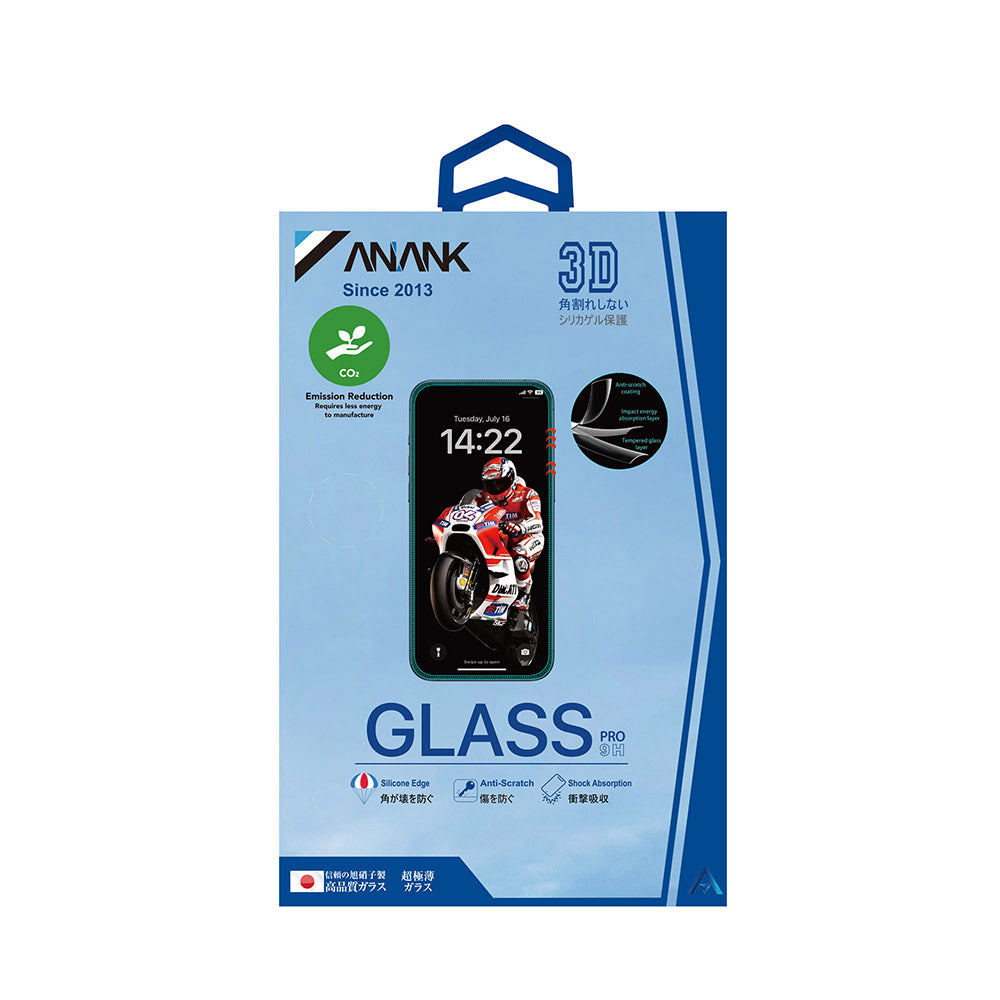 Pellicola Protettiva Schermo Anank 5X Rinforzata Anti Crepa per Apple iPhone 17 Pro, Vetro Temperato, Full Glue, 3D, Nera