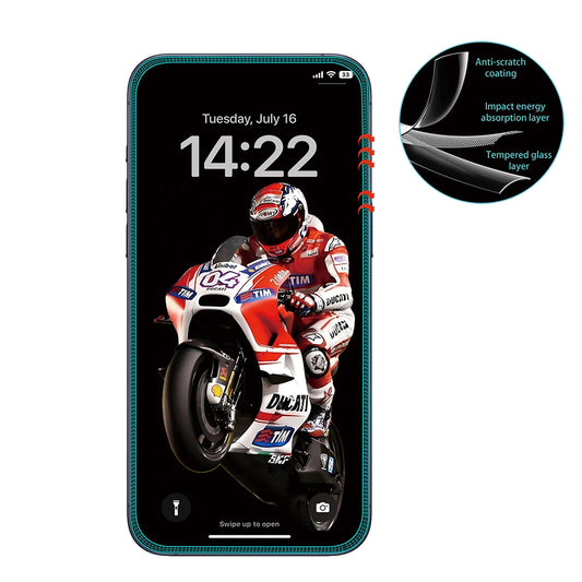 Pellicola Protettiva Schermo Anank 5X Rinforzata Anti Crepa per Apple iPhone 17, Vetro Temperato, Full Glue, 3D, Nera