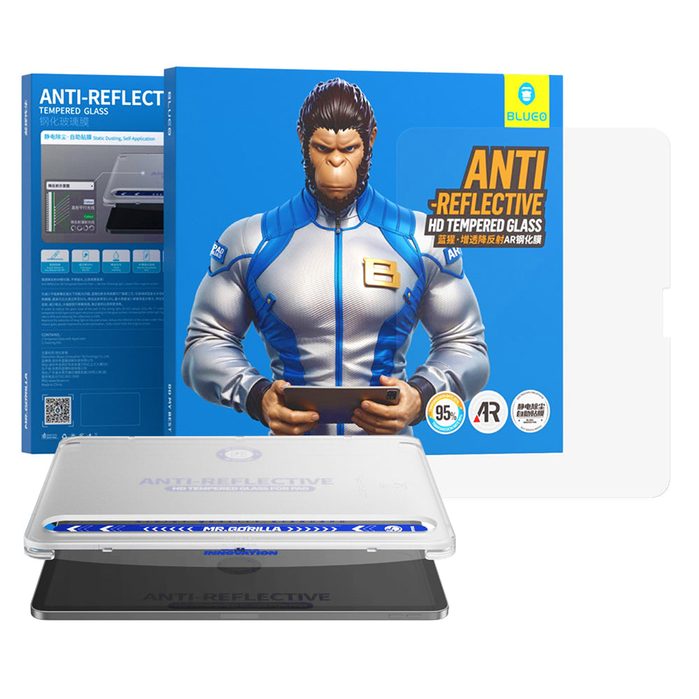 Pellicola protettiva per schermo Blueo Anti-Riflesso HD Applicator Pro per Apple iPad Pro 12.9 (2022), Vetro Temperato, Colla Totale