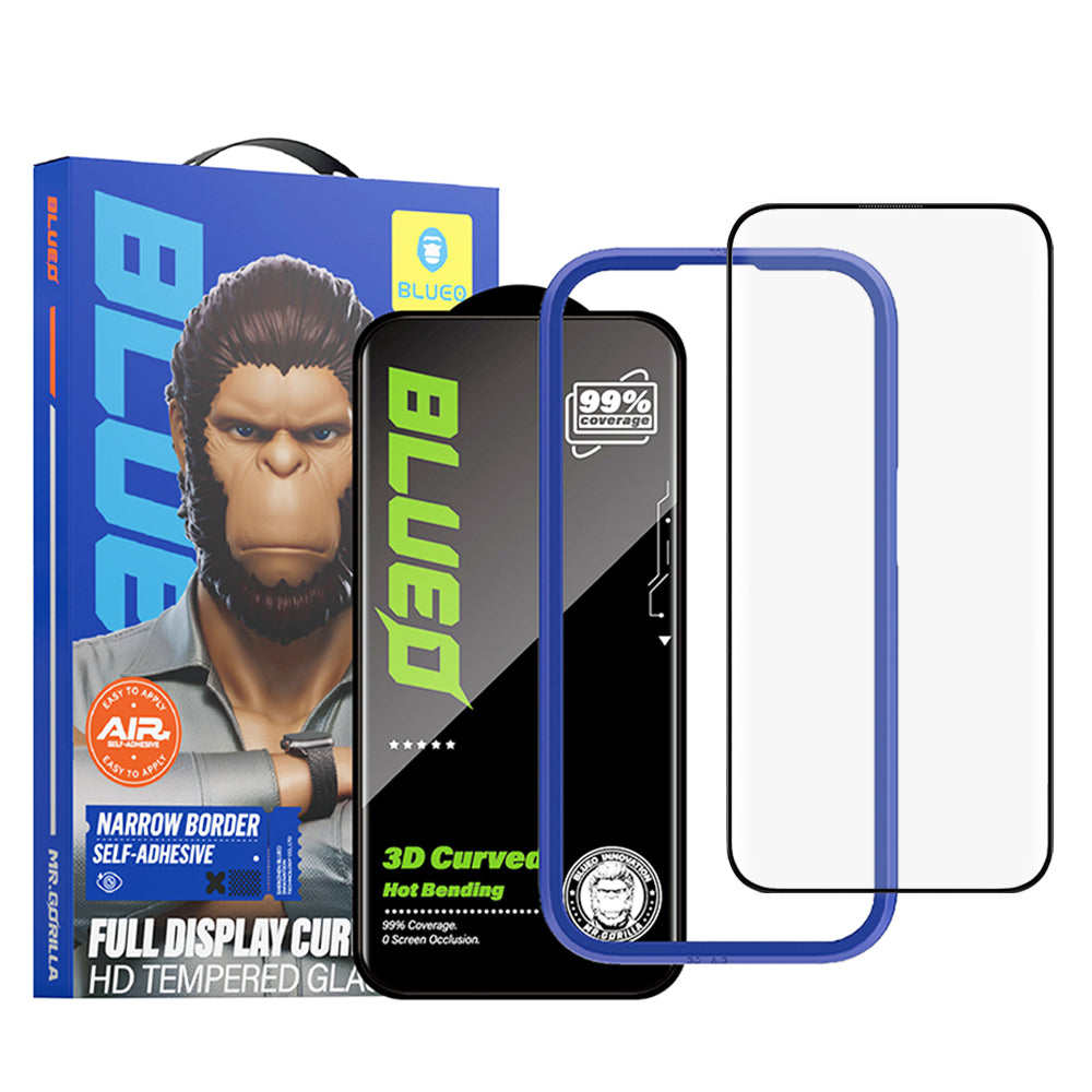 Pellicola protettiva per schermo Blueo HD per Apple iPhone 16 Pro Max, Vetro temperato, Full Glue, 3D, Nero