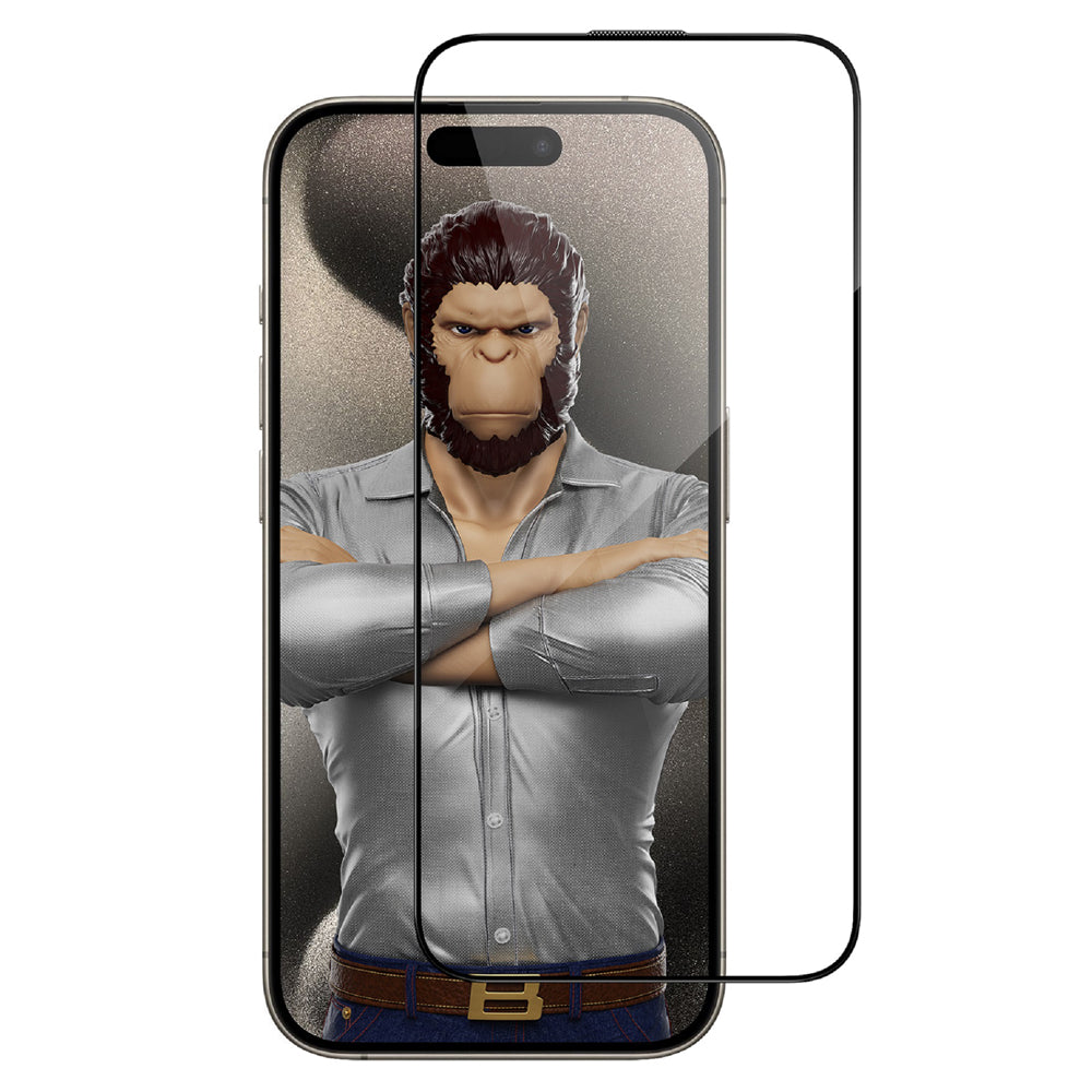 Pellicola protettiva per schermo Blueo HD per Apple iPhone 16 Pro, vetro temperato, Full Glue, 3D, nero