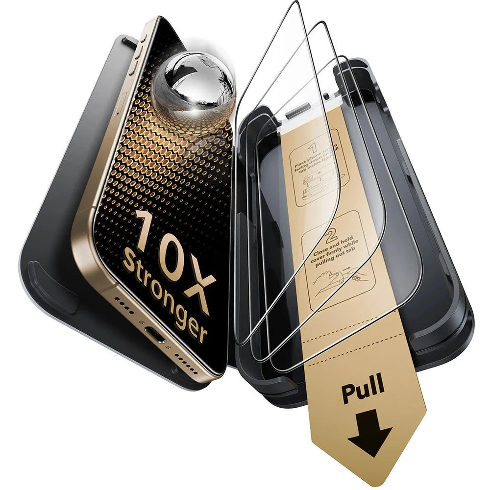 Pellicola Protettiva Schermo ESR Corning UltraFit per Apple iPhone 17 / 16 Pro, Vetro Temperato, Full Glue, Set 3 pezzi, Nera