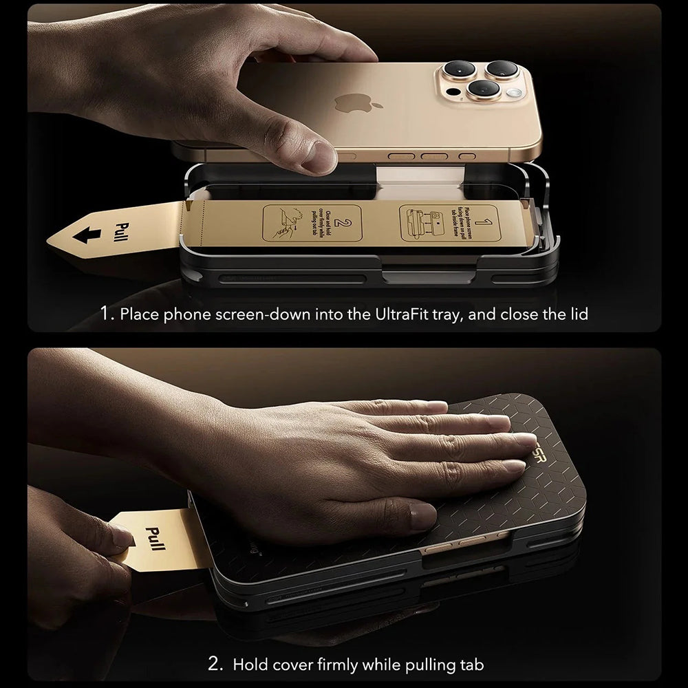 Pellicola protettiva schermo ESR Corning UltraFit per Apple iPhone 17 Pro, Vetro Temperato, Full Glue, Set 3 pezzi, Nera