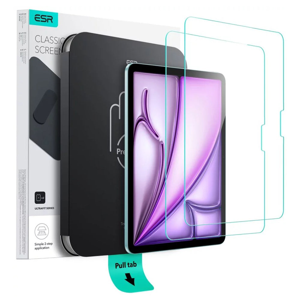 Pellicola protettiva per schermo ESR UltraFit per Apple iPad Air 13 (2026) / Pro 13 (2025), Vetro temperato, Full Glue, Set da 2 pezzi