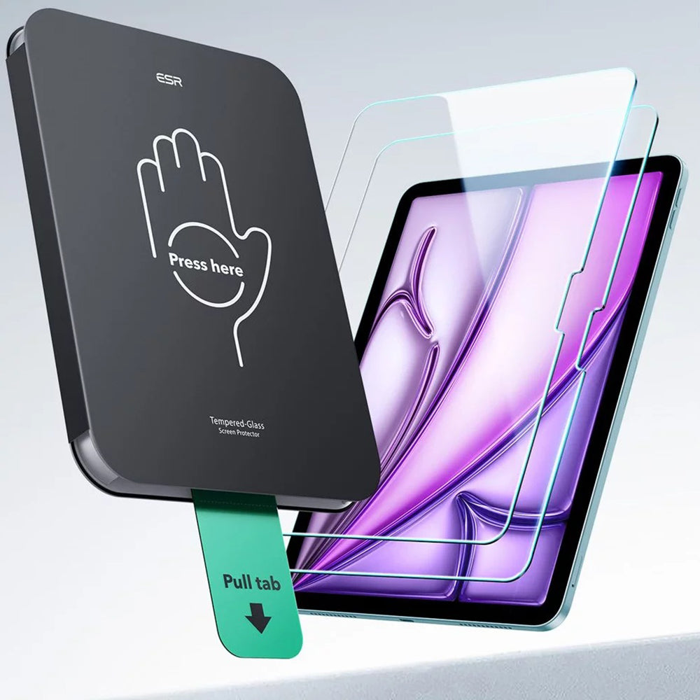 Pellicola protettiva per schermo ESR UltraFit per Apple iPad Air 13 (2026) / Pro 13 (2025), Vetro temperato, Full Glue, Set da 2 pezzi