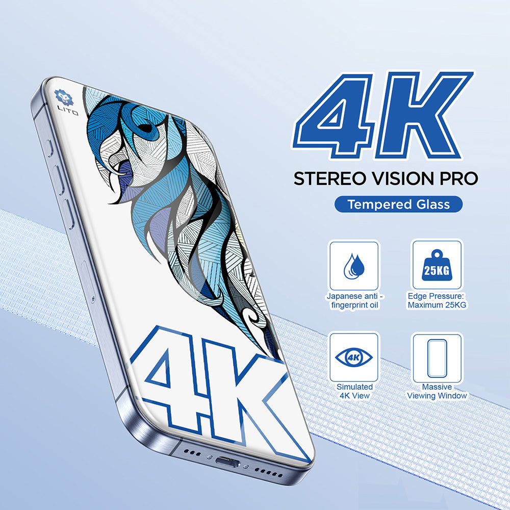 Pellicola Protettiva Schermo Lito D+ Max 4K per Apple iPhone 17 / 16 Pro, Vetro Temperato, Full Glue, Nera