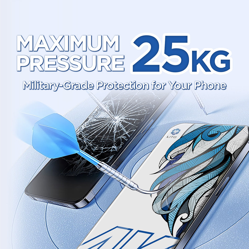 Pellicola Protettiva Schermo Lito D+ Max 4K per Apple iPhone 17 / 16 Pro, Vetro Temperato, Full Glue, Nera