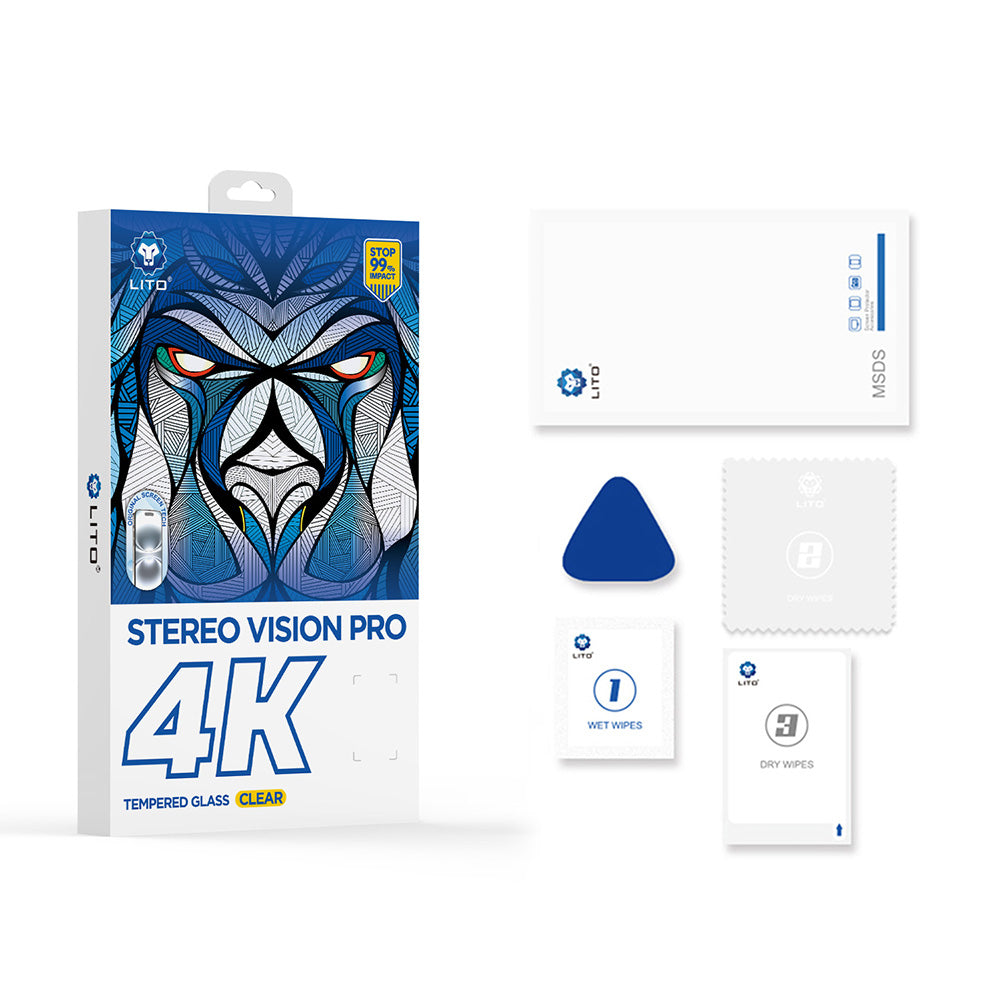 Pellicola Protettiva Schermo Lito D+ Max 4K per Apple iPhone 17 / 16 Pro, Vetro Temperato, Full Glue, Nera