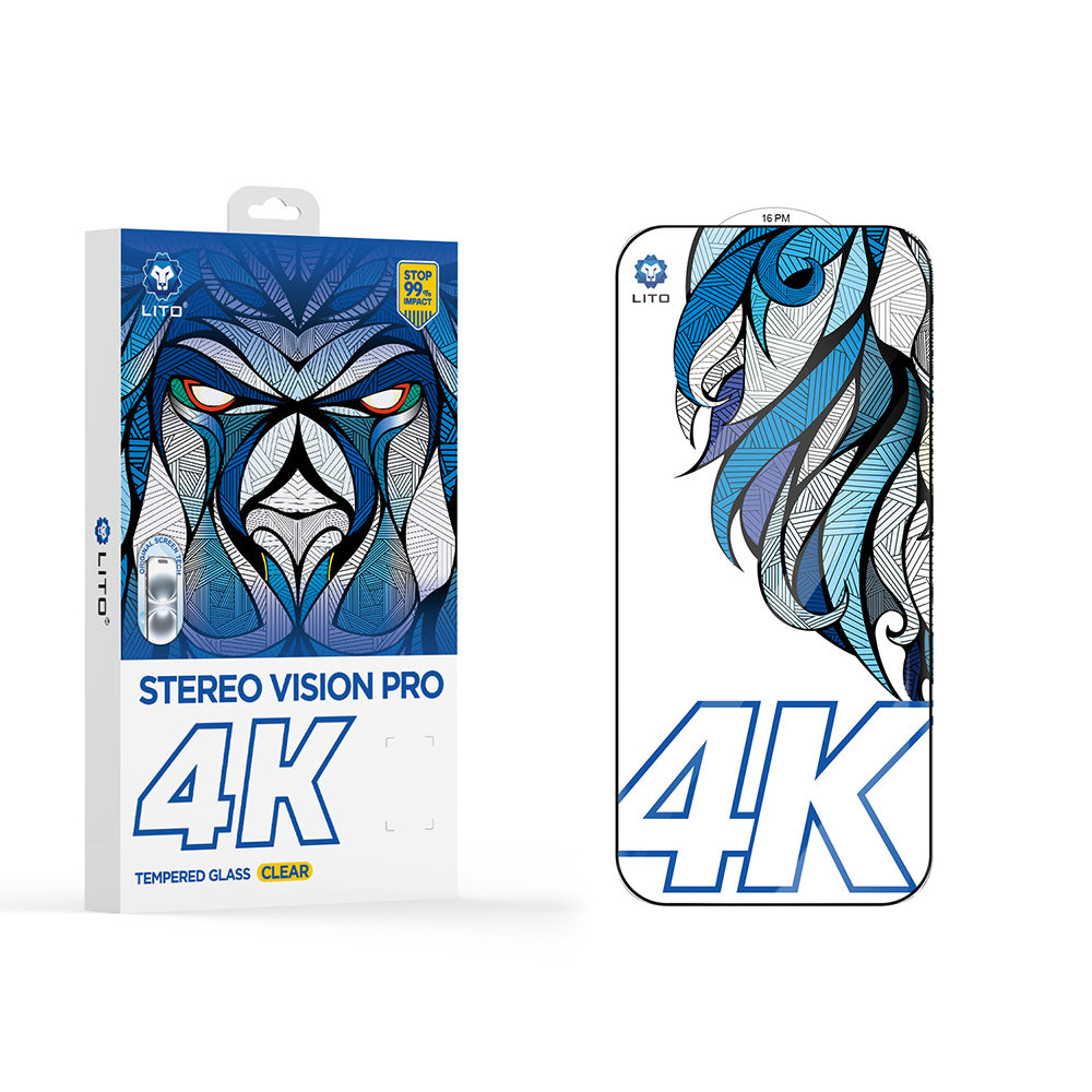 Pellicola Protettiva Schermo Lito D+ Max 4K per Apple iPhone 17 / 16 Pro, Vetro Temperato, Full Glue, Nera