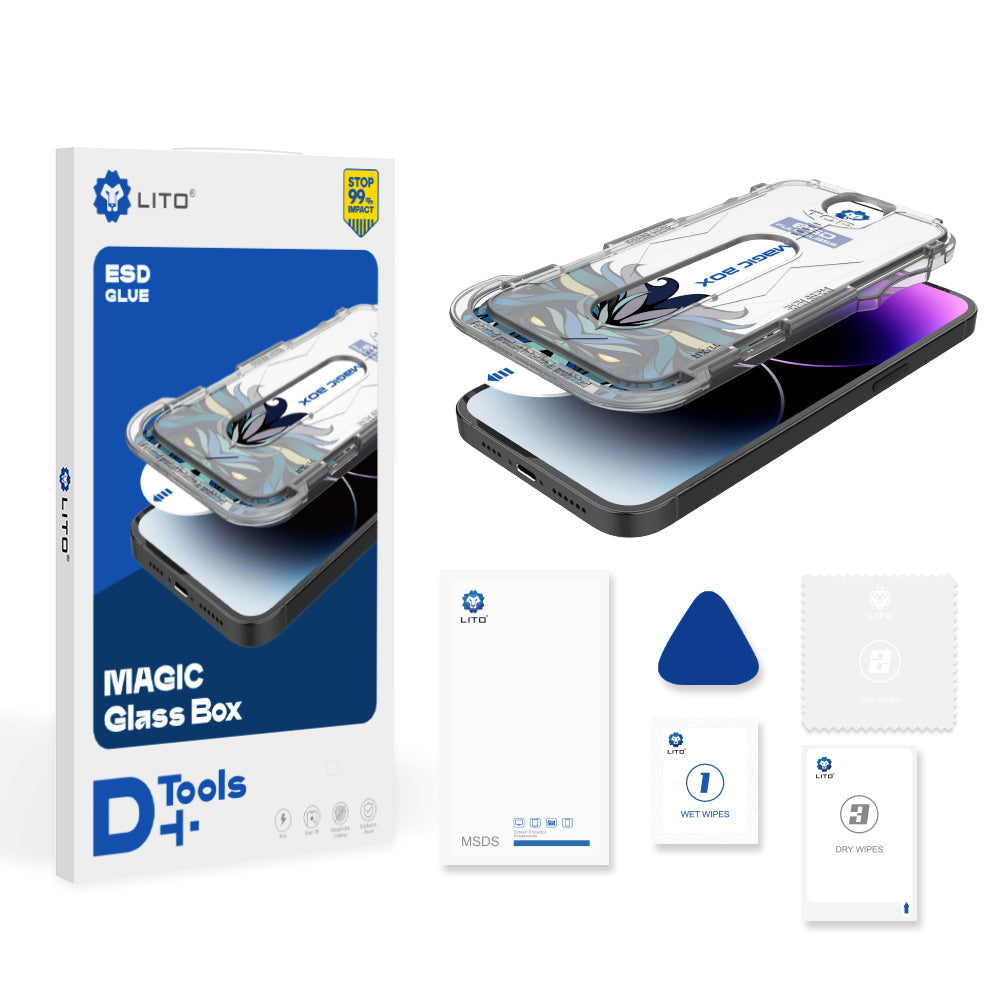 Pellicola protettiva per schermo Lito Magic Glass Box D+ Tools per Apple iPhone XS Max, Vetro Temperato, Colla Completa