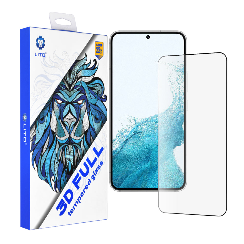 Pellicola protettiva per schermo Lito per Samsung Galaxy S23 S911 / S22 5G S901, Vetro temperato, Full Glue, 3D, Nero