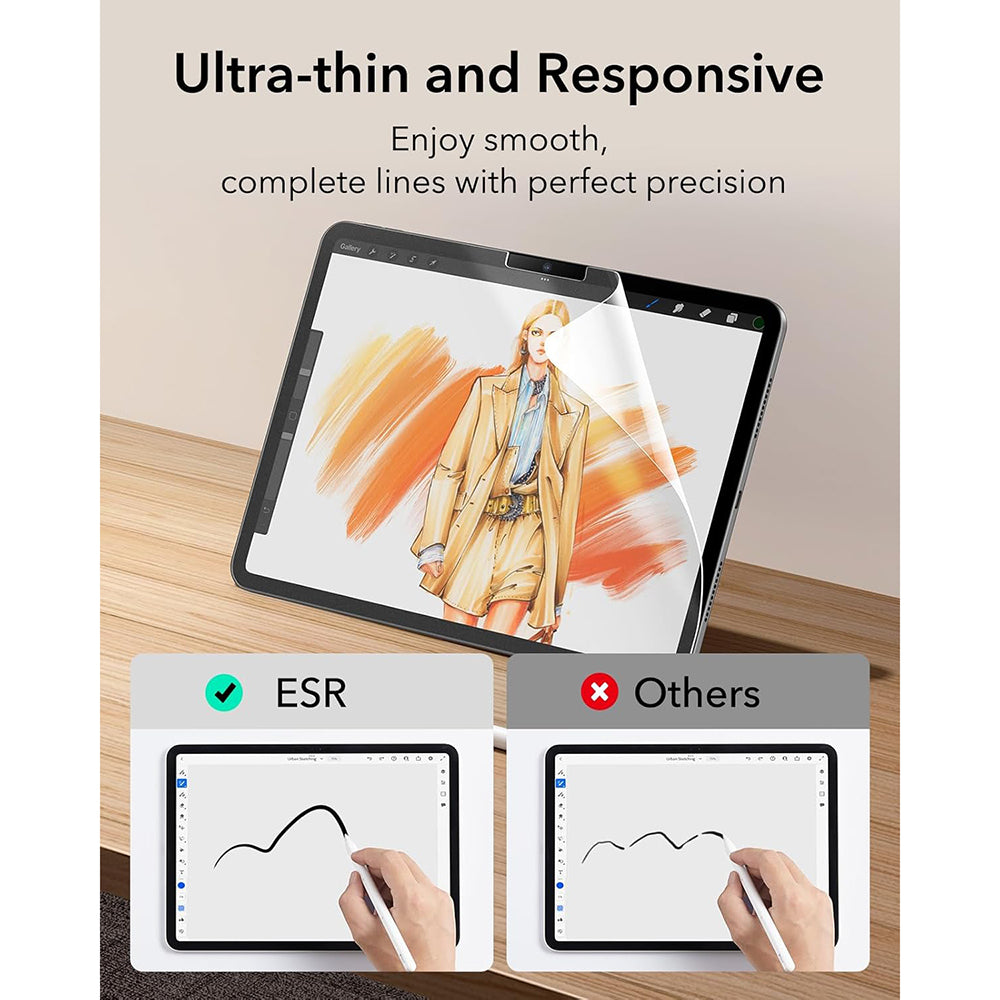 Matte Screen Protector ESR Paper Feel for Apple iPad Air 13 (2026) / Pro 13 (2025), Plastic, Full Glue, Set of 2 pieces