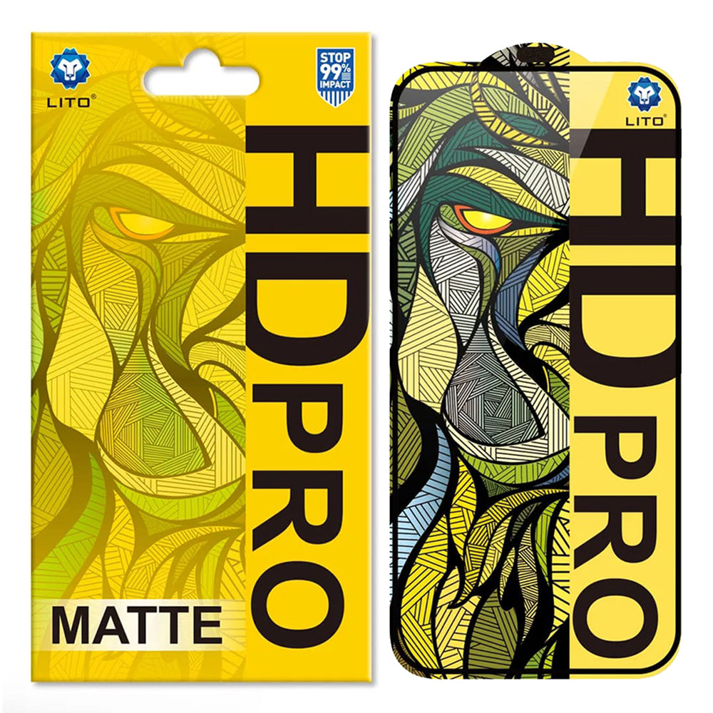 Pellicola protettiva per schermo Matte Lito HD Pro per Apple iPhone 16, Vetro Temperato, Full Glue, Nero