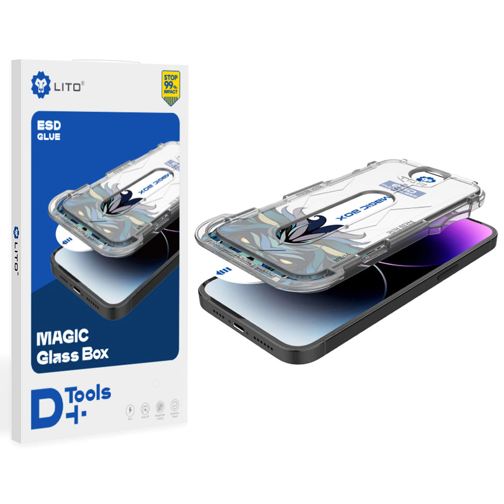 Pellicola protettiva schermo opaca Lito Magic Glass Box D+ Tools per Apple iPhone 16 Pro Max, vetro temperato, adesivo completo