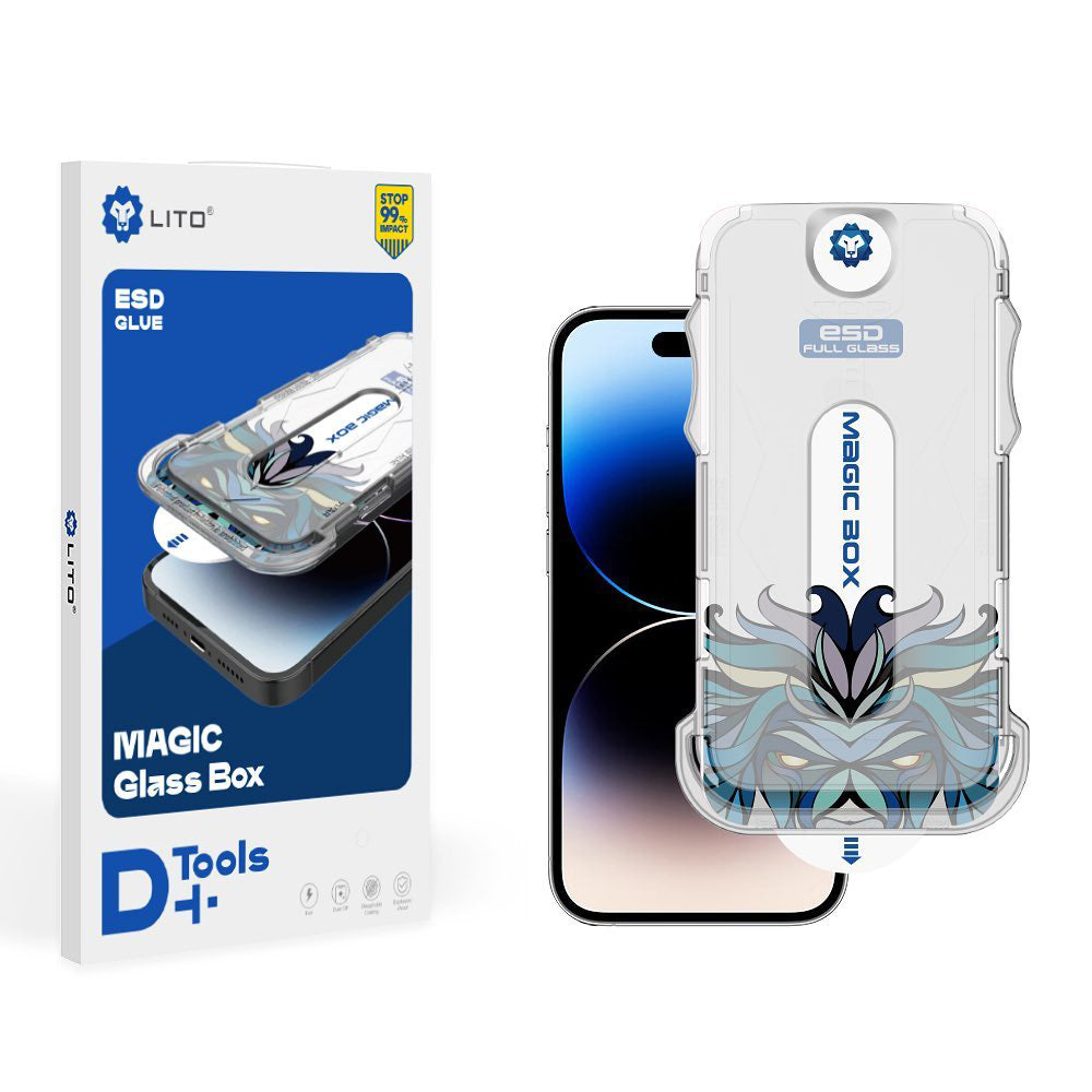 Pellicola protettiva schermo opaca Lito Magic Glass Box D+ Tools per Apple iPhone 16 Pro, vetro temperato, adesivo completo