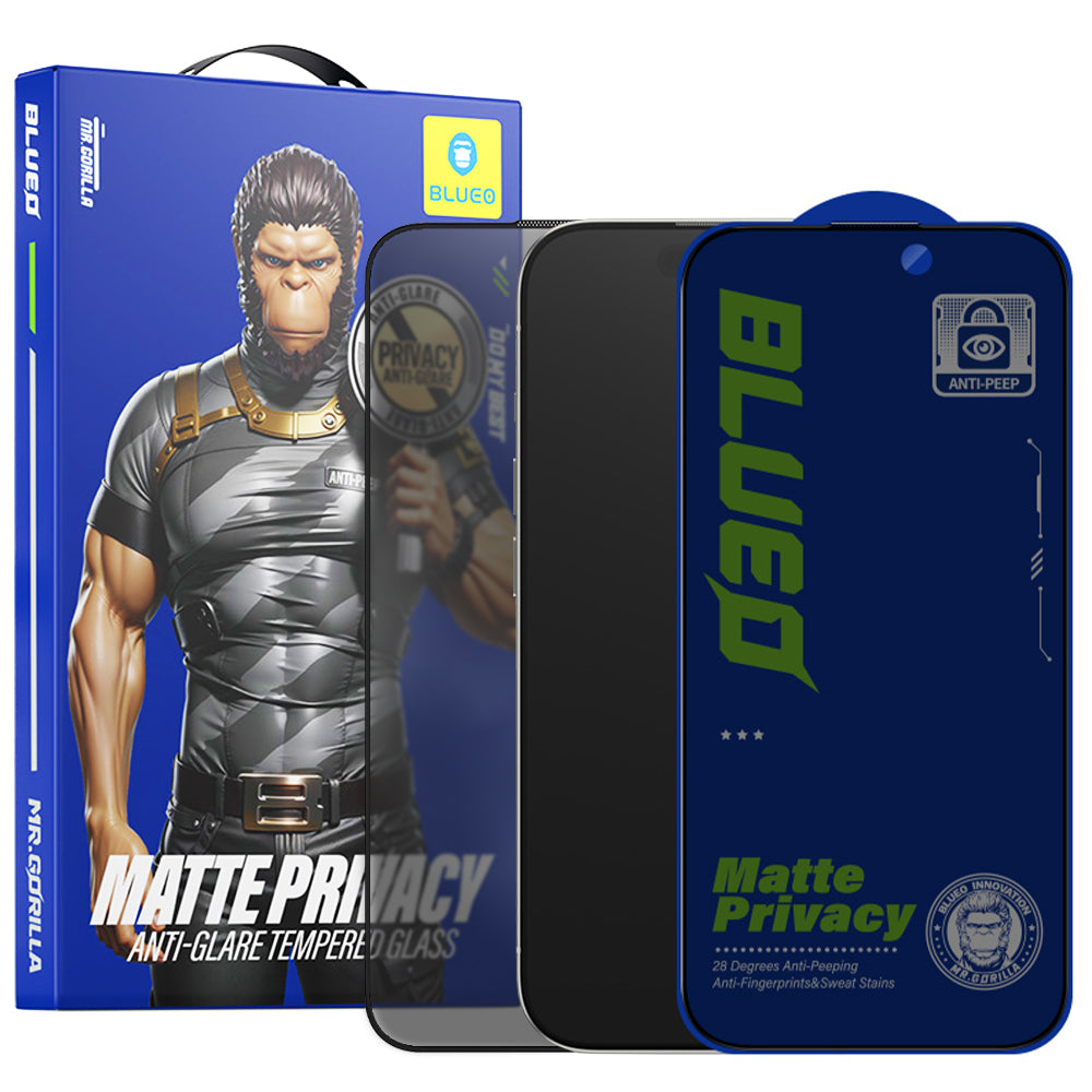 Pellicola protettiva per schermo Matte Privacy Blueo Anti-Peep per Apple iPhone 14 Pro, Vetro Temperato, Colla Completa