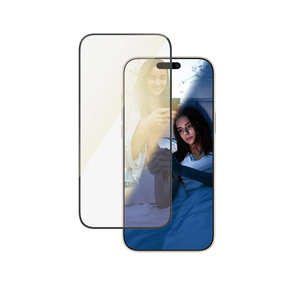 Pellicola protettiva Schermo PanzerGlass Ultra-Wide Fit EyeCare per Apple iPhone 16 Pro Max, Vetro Temperato, Full Glue, Nera